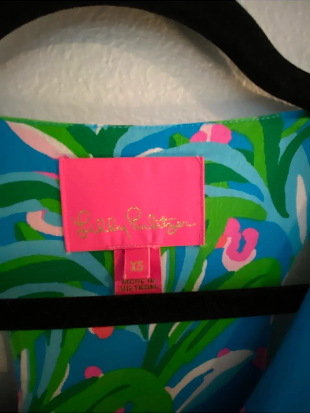 Lilly Pulitzer Blue Maxi Dress with Green Palm & Pink Floral Print - Picture 2 of 8